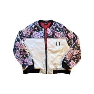 Fresh Hoods Midnight Pink Blossom Bomber Jacket XL Full Zip Like New Floral